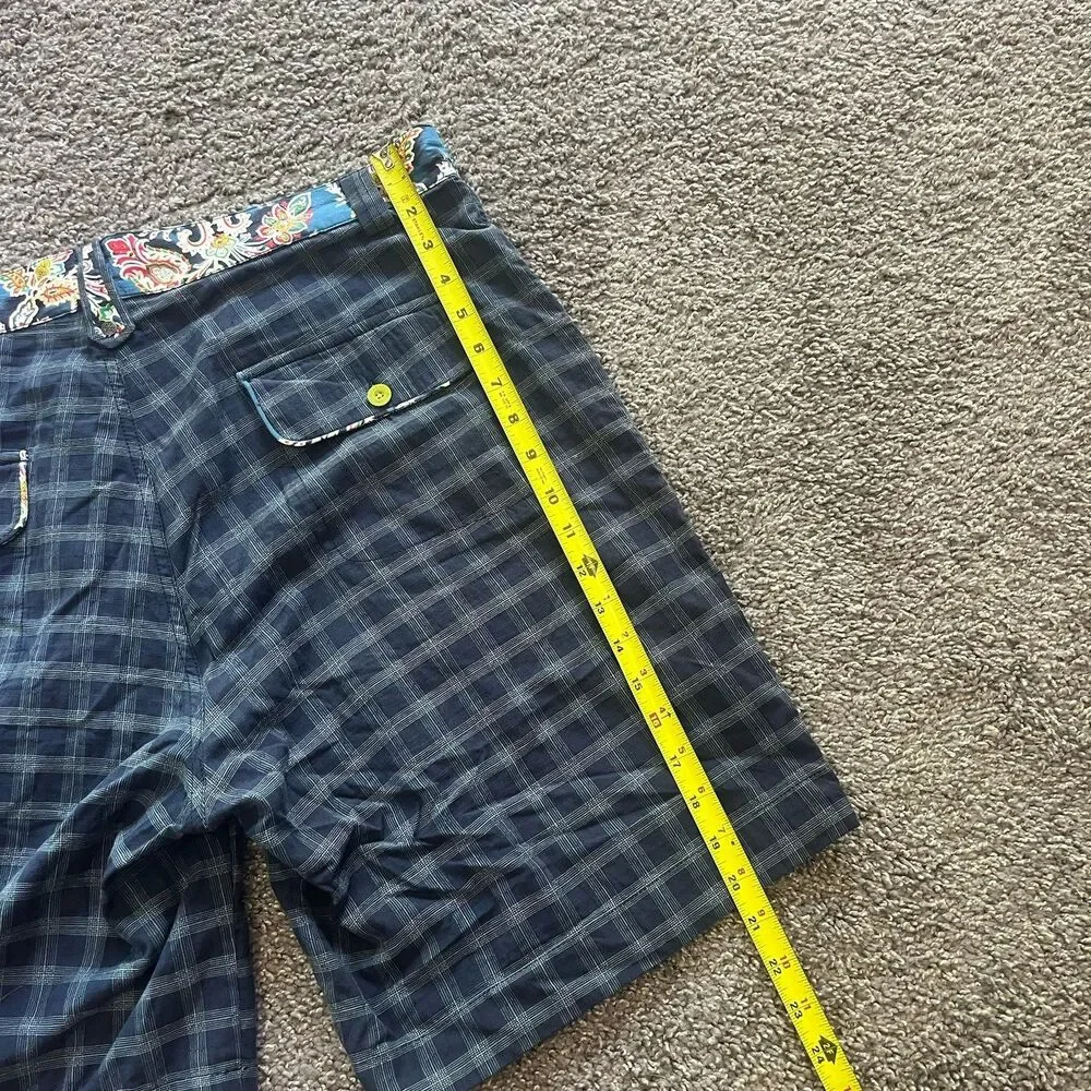 Robert Graham Blue Bermuda Plaid Preppy Chino Shorts 9” Men’s Size 36